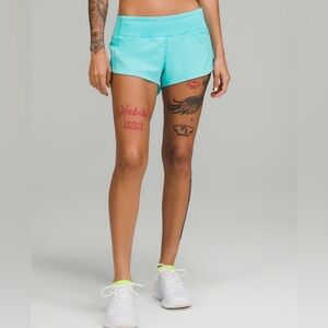 RARE LULULEMON ELECTRIC TURQUOISE SPEED UP SHORTS
